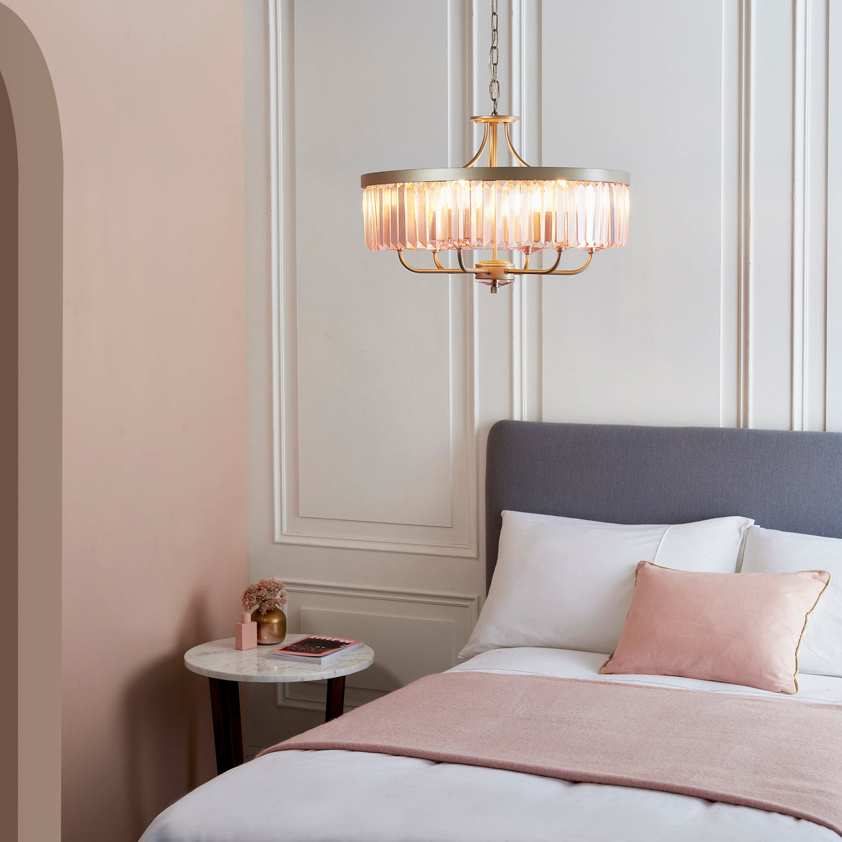 Amos Windsor Chandelier Champagne & Rose Pink –  from Amos Lighting + Home