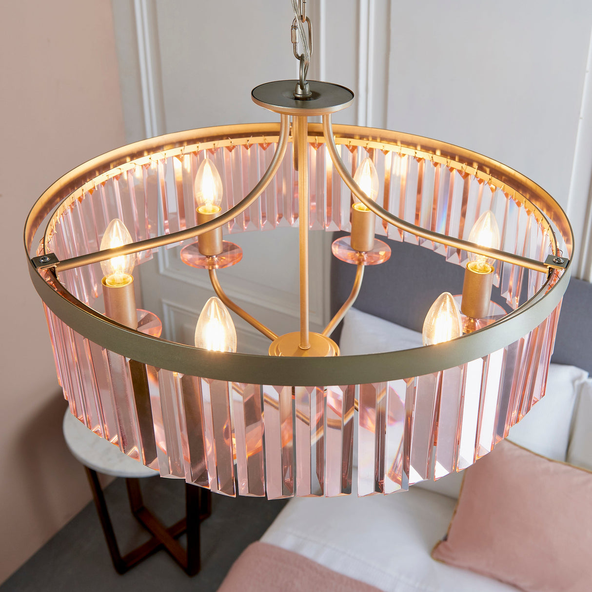 Amos Windsor Chandelier Champagne & Rose Pink –  from Amos Lighting + Home