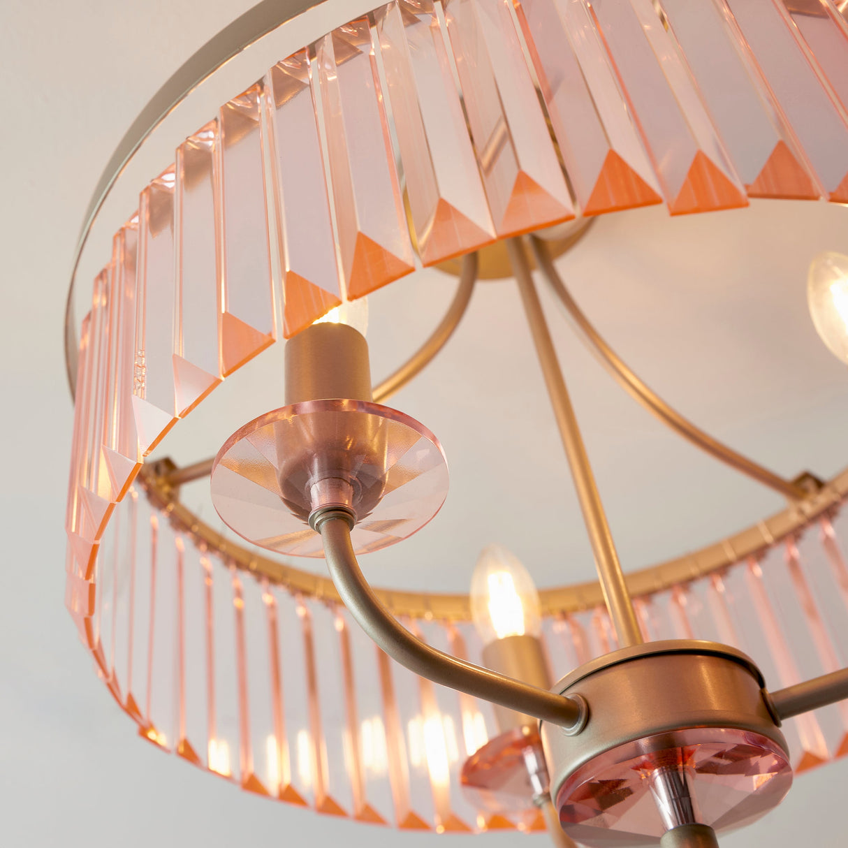 Amos Windsor Flush Chandelier Champagne & Rose Pink –  from Amos Lighting + Home