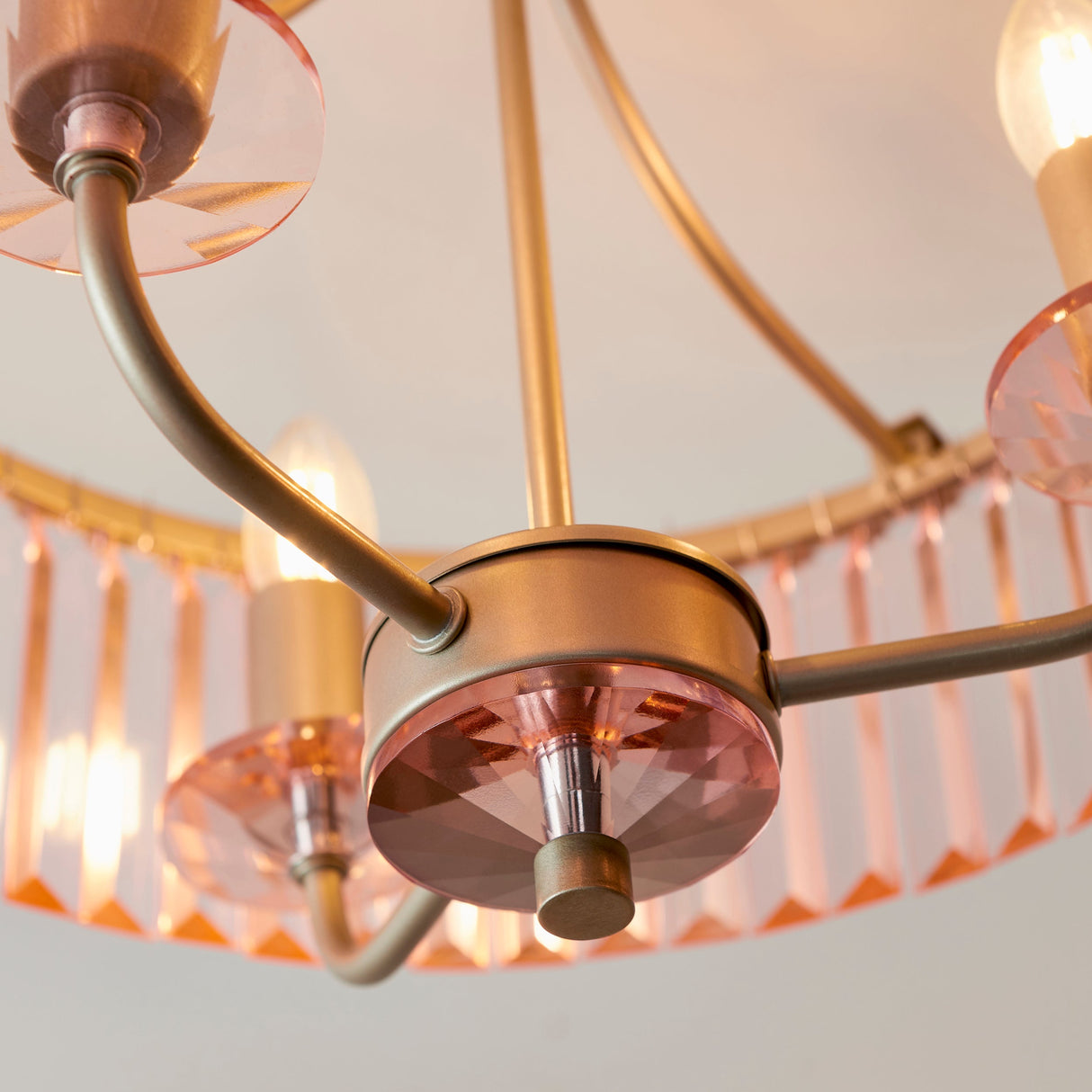 Amos Windsor Flush Chandelier Champagne & Rose Pink –  from Amos Lighting + Home