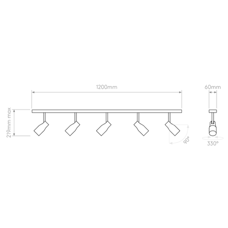 Astro Apollo Five Bar Spotlight, Matt Black  – from Amos Lighting + Home