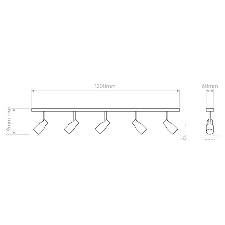 Astro Apollo Five Bar Spotlight, Textured White  – from Amos Lighting + Home