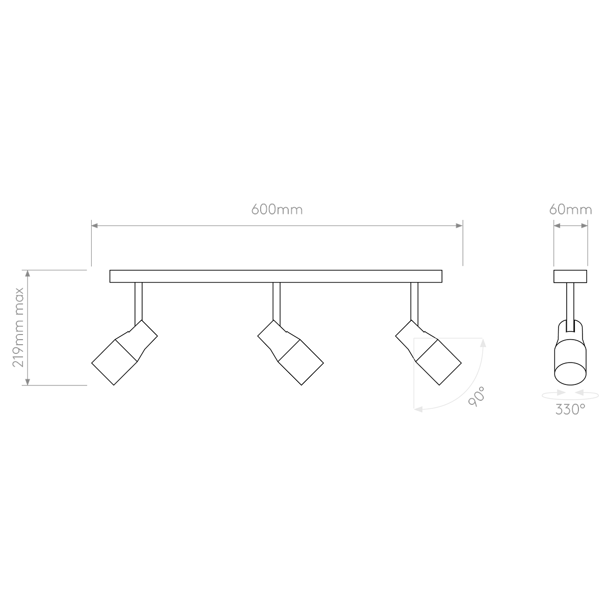 Astro Apollo Triple Bar Spotlight, Matt Black  – from Amos Lighting + Home