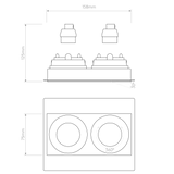 Astro Trimless Square Twin Adjustable Matt White Interior Downlight