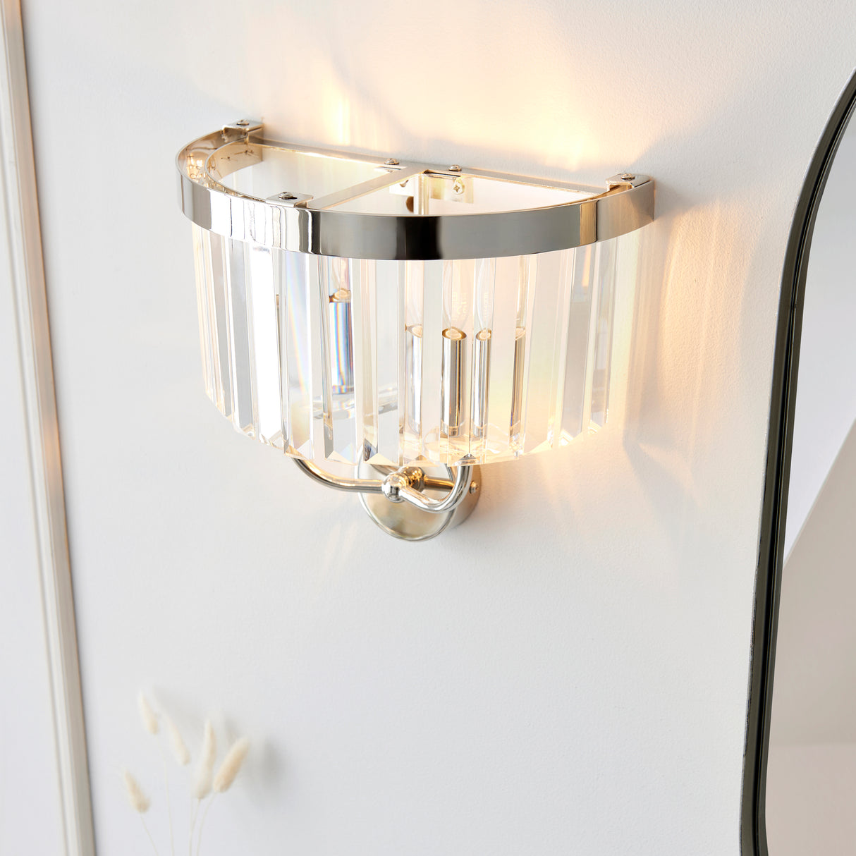 Amos Windsor Wall Light Bright Nickel