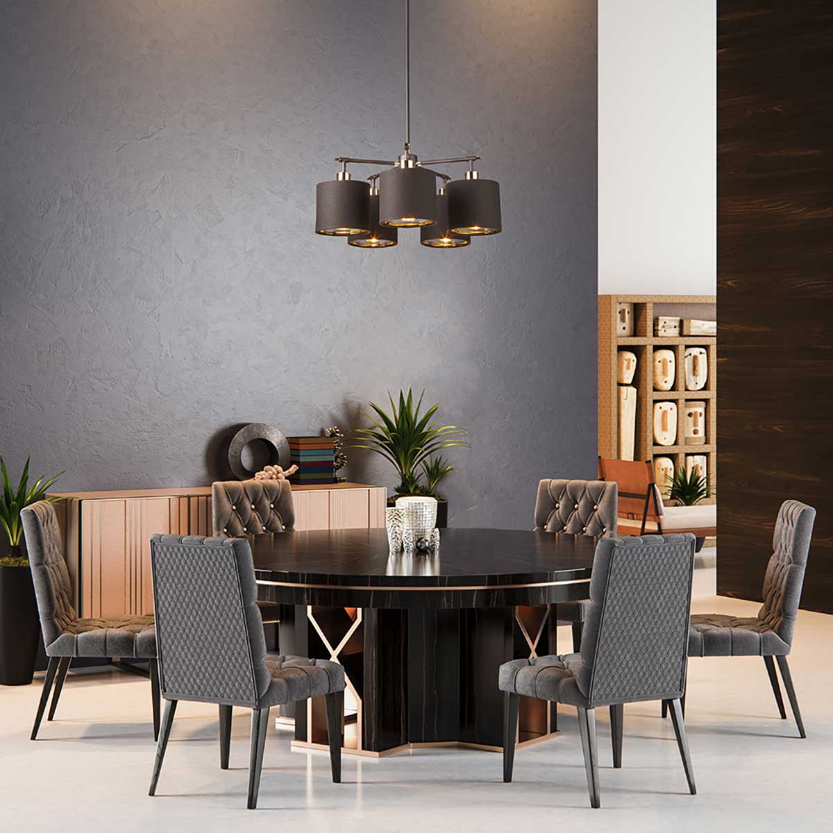 Elstead Balance 5 Light Chandelier Brown