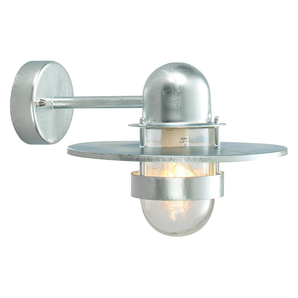 Norlys Bergen 1 Light Wall Lantern - Galvanised