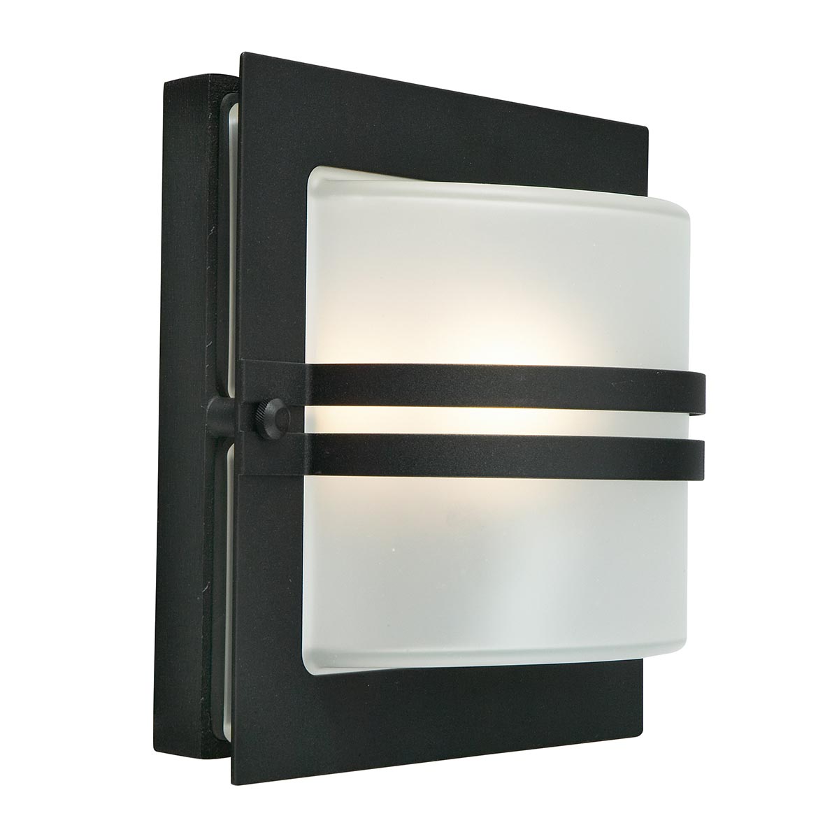 Norlys Bern 1 Light Wall Lantern - Black With Frosted Glass