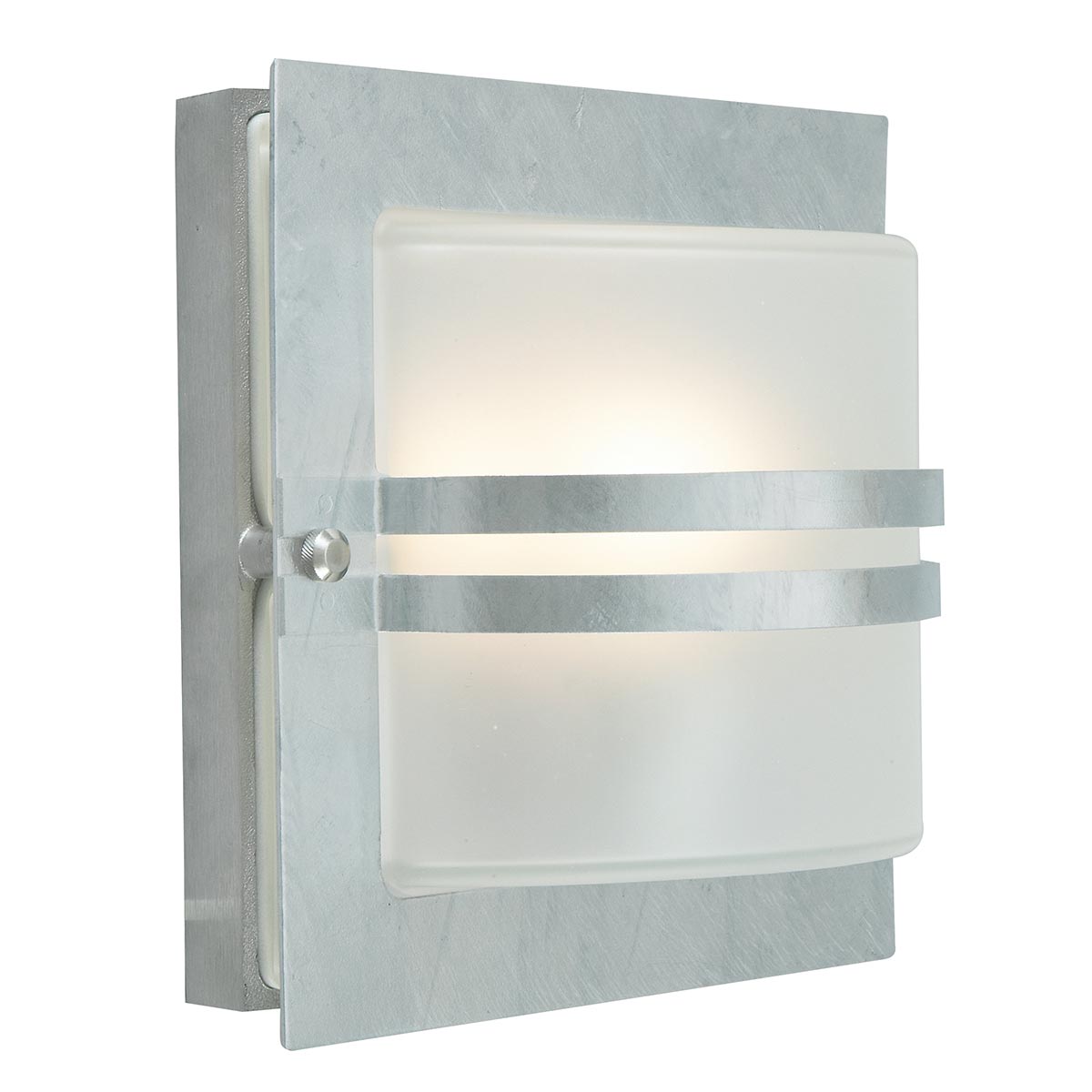 Norlys Bern 1 Light Wall Lantern - Galvanised With Frosted Glass