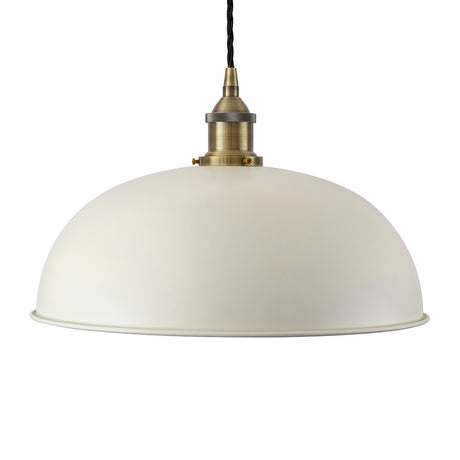 Soho Lighting Worcester Clay White Painted Pendant Light with Antique Brass Lamp Holder and Black Twisted Cable