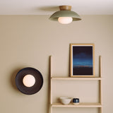 Studio Haran Dawn Flush Ceiling Light in Ceramic and Oak