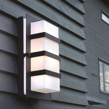 Norlys Boden 1 Light Wall Light - Black With Opal Polycarbonate