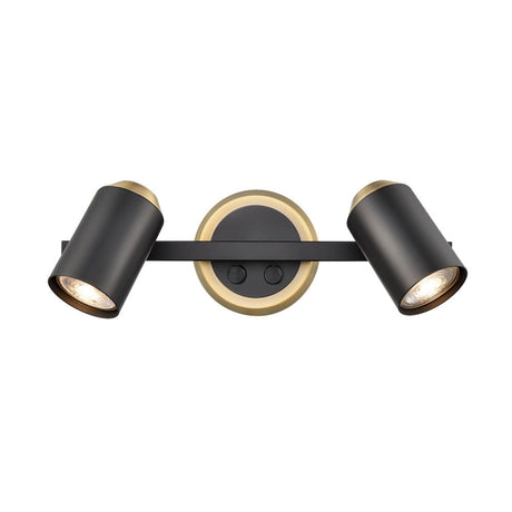 Brick Lane Alpha Twin Spotlight Switched Black and Brass –  from Amos Lighting + Home