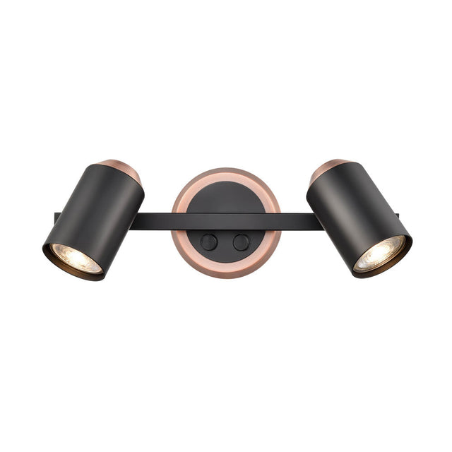 Brick Lane Alpha Twin Spotlight Switched Black and Copper –  from Amos Lighting + Home