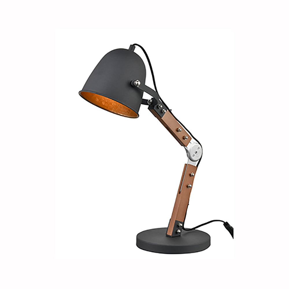 Brick Lane Arc Wooden Table Lamp Black and Gold –  from Amos Lighting + Home