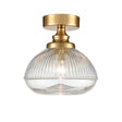 Brick Lane Artillery Flush Ceiling Light Brushed Brass & Ribbed Glass –  from Amos Lighting + Home