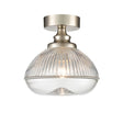 Brick Lane Artillery Flush Ceiling Light Satin Nickel & Ribbed Glass –  from Amos Lighting + Home