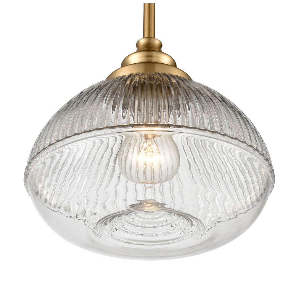 Brick Lane Artillery Pendant Brushed Brass and Ribbed Glass –  from Amos Lighting + Home