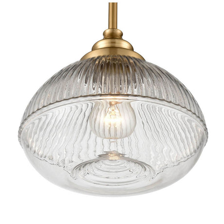 Brick Lane Artillery Pendant Brushed Brass and Ribbed Glass –  from Amos Lighting + Home