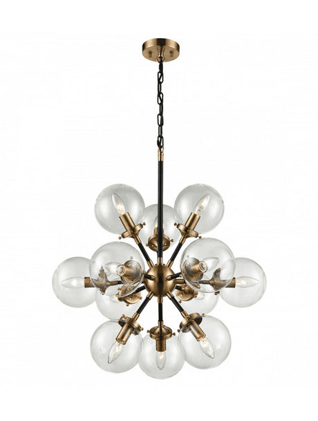 Brick Lane Astrix 12 Light Chandelier Black and Gold –  from Amos Lighting + Home