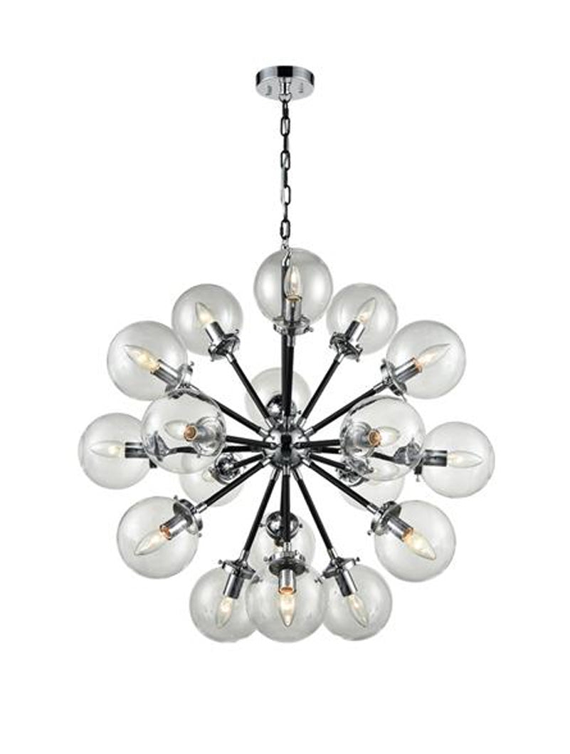 Brick Lane Astrix 18 Light Chandelier Black and Chrome –  from Amos Lighting + Home