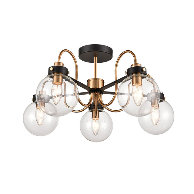 Brick Lane Beaulieu 5 Light Ceiling Antique Gold & Glass –  from Amos Lighting + Home