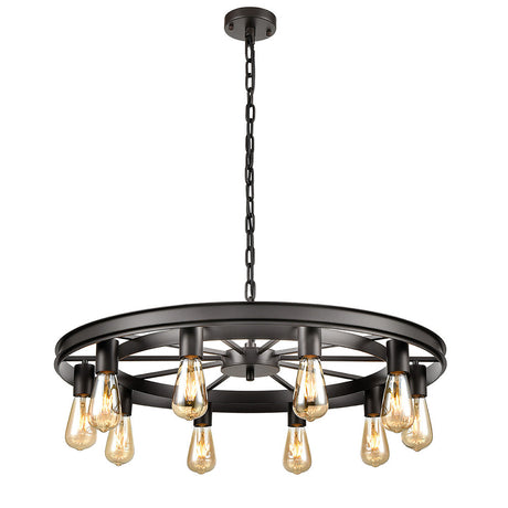 Brick Lane Cartwheel 10 Light Chandelier Dark Bronze –  from Amos Lighting + Home