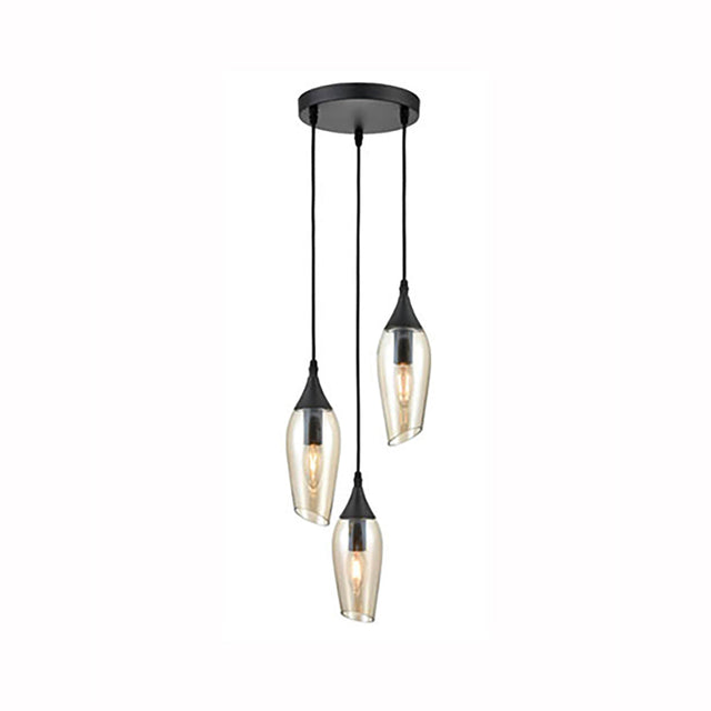 Brick Lane Colombo 3 Light Cluster Pendant Amber Glass –  from Amos Lighting + Home