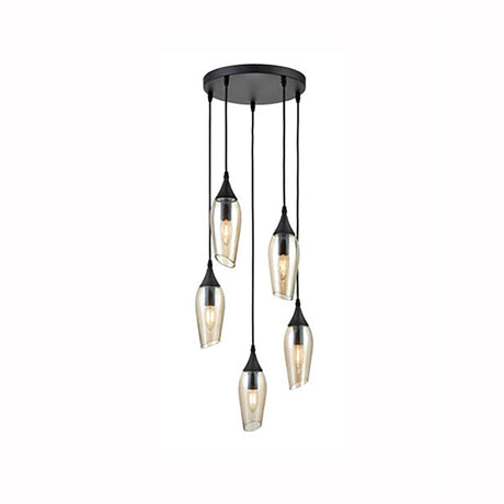 Brick Lane Colombo 5 Light Cluster Pendant Amber Glass –  from Amos Lighting + Home