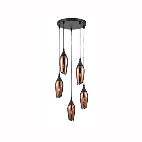 Brick Lane Colombo 5 Light Cluster Pendant Copper Glass –  from Amos Lighting + Home