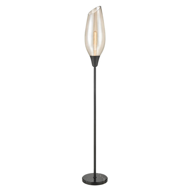 Brick Lane Colombo Floor Lamp Black with Amber Glass –  from Amos Lighting + Home