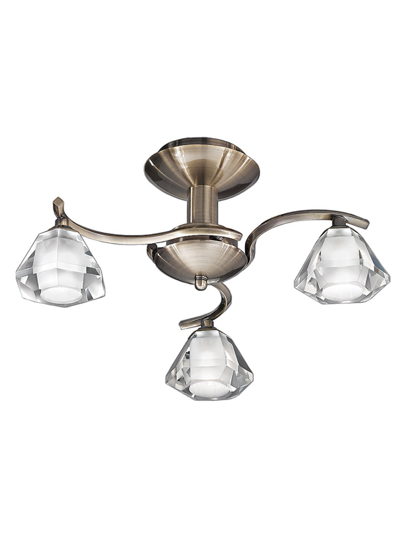 Brick Lane Crystal 3lt Flush Ceiling Light Antique Bronze –  from Amos Lighting + Home