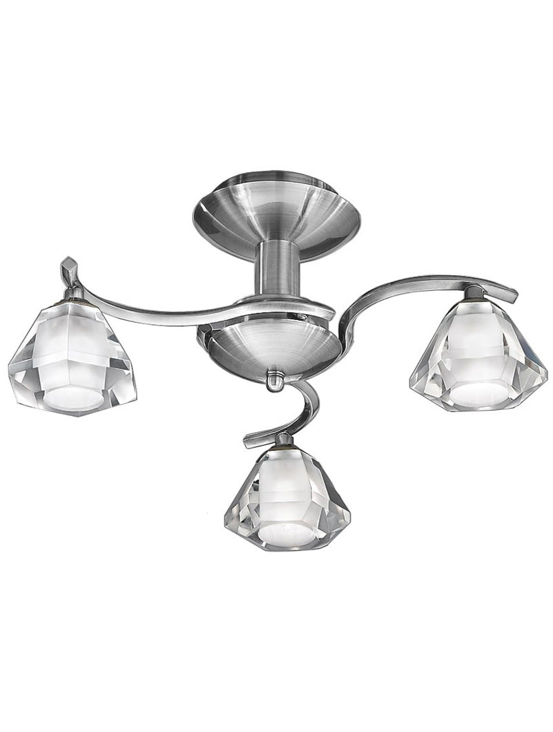 Brick Lane Crystal 3lt Flush Ceiling Light Satin Nickel –  from Amos Lighting + Home