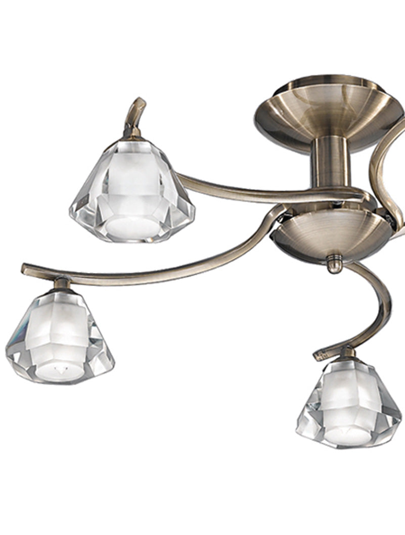 Brick Lane Crystal 5lt Flush Ceiling Light Antique Bronze –  from Amos Lighting + Home