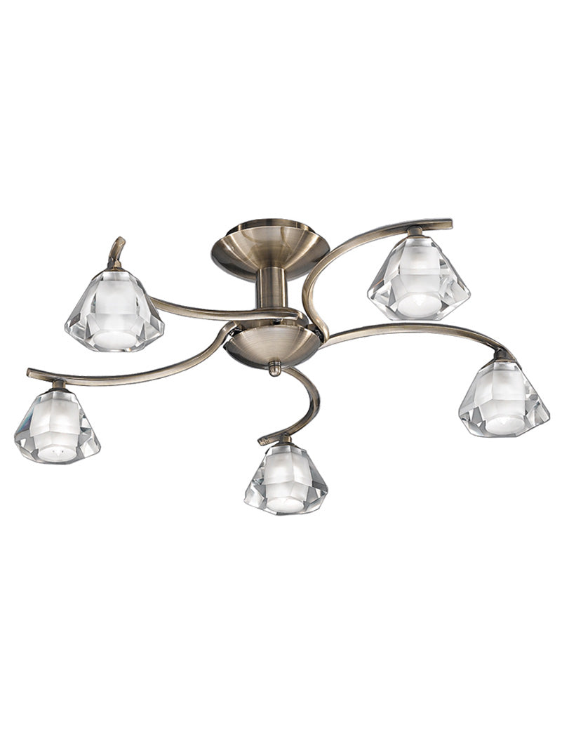 Brick Lane Crystal 5lt Flush Ceiling Light Antique Bronze –  from Amos Lighting + Home