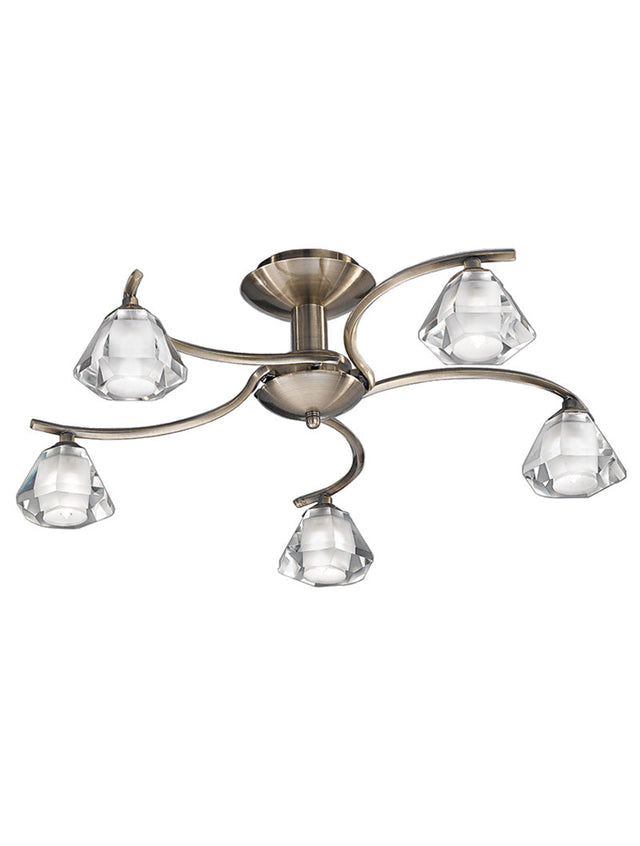 Brick Lane Crystal 5lt Flush Ceiling Light Antique Bronze –  from Amos Lighting + Home