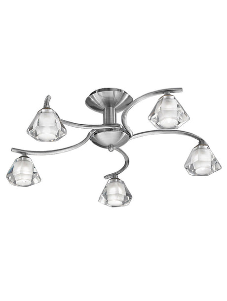 Brick Lane Crystal 5lt Flush Ceiling Light Satin Nickel –  from Amos Lighting + Home