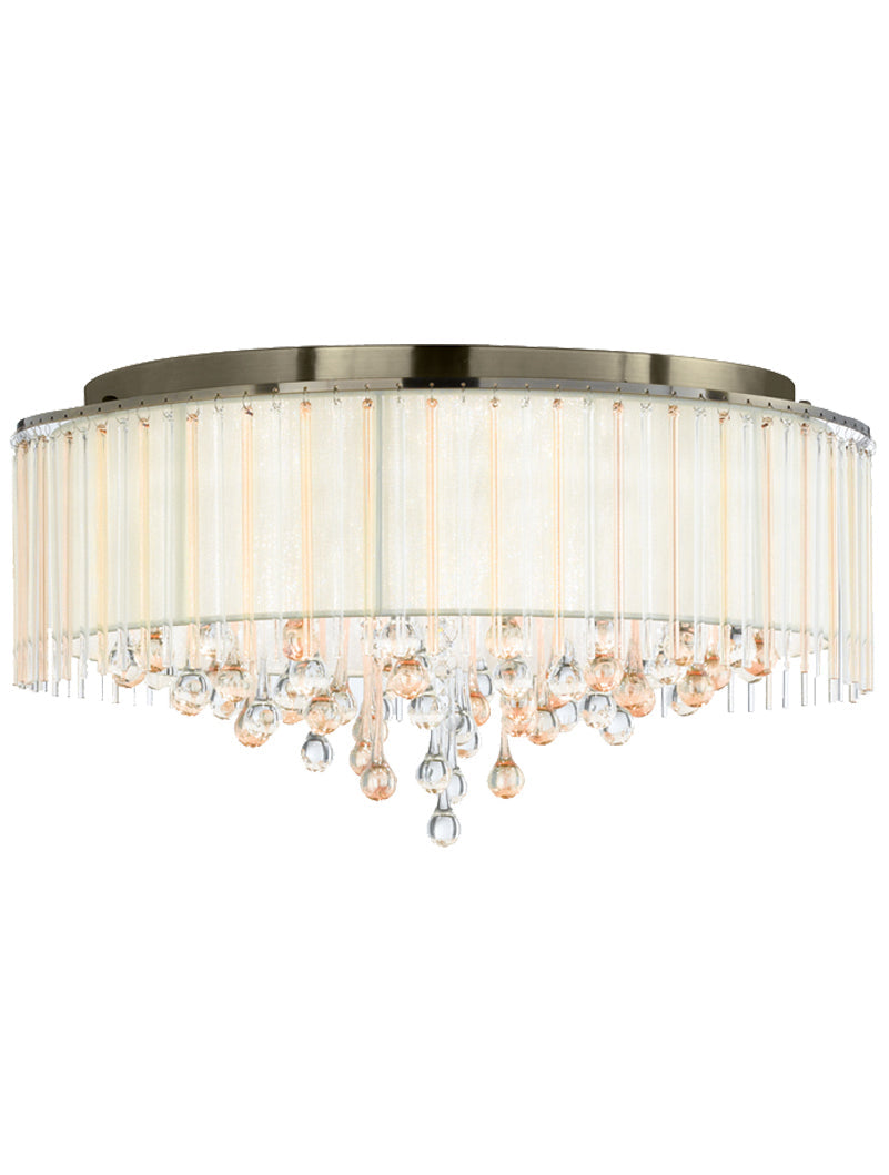 Brick Lane Droplet 8lt Flush Ceiling Light Bronze with Champagne Glass –  from Amos Lighting + Home