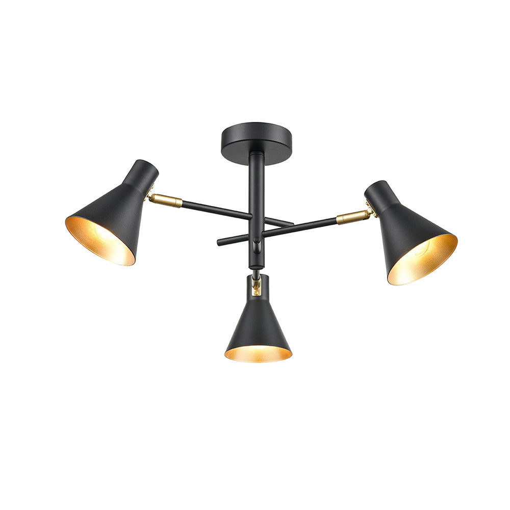 Brick Lane Eugenia 3 Light Adjustable Spotlight Black and Gold –  from Amos Lighting + Home