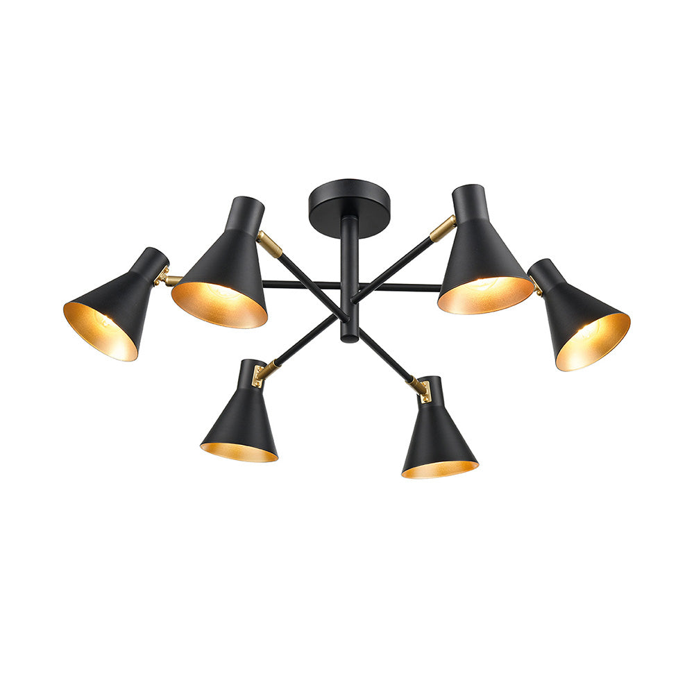 Brick Lane Eugenia 6 Light Adjustable Spotlight Black and Gold –  from Amos Lighting + Home