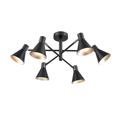 Brick Lane Eugenia 6 Light Adjustable Spotlight Black and Silver –  from Amos Lighting + Home