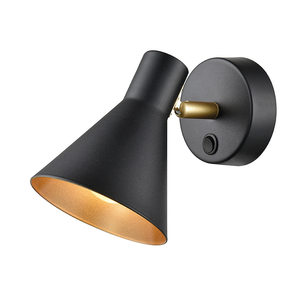 Brick Lane Eugenia Single Spotlight Switched Black and Gold –  from Amos Lighting + Home