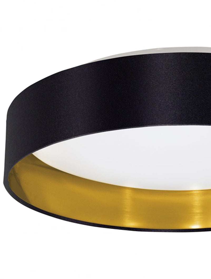 Brick Lane Flush Drum Ceiling Light Black with Gold Lining –  from Amos Lighting + Home