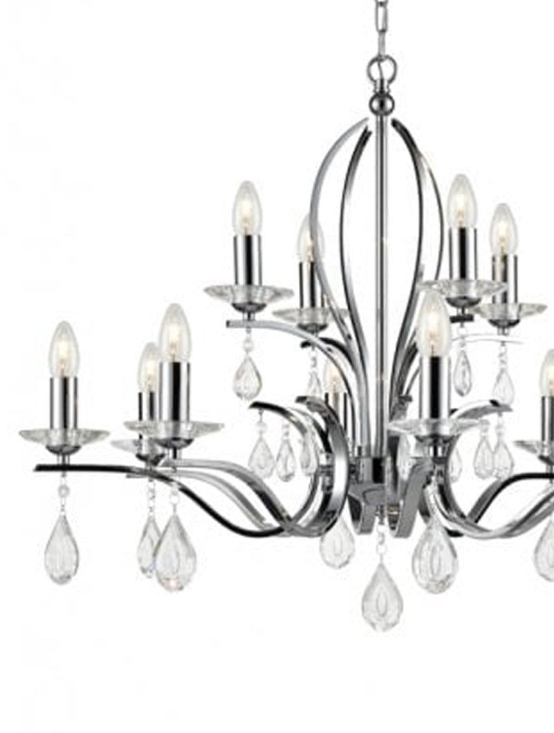 Brick Lane Gem 12 Light Chandelier Satin Nickel –  from Amos Lighting + Home