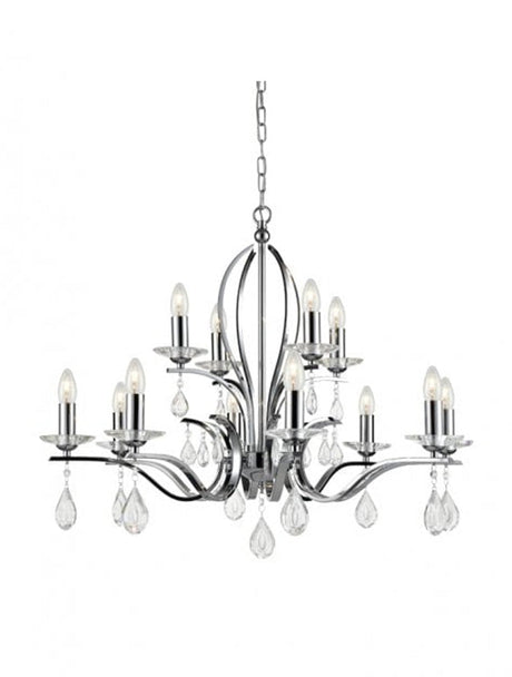 Brick Lane Gem 12 Light Chandelier Satin Nickel –  from Amos Lighting + Home