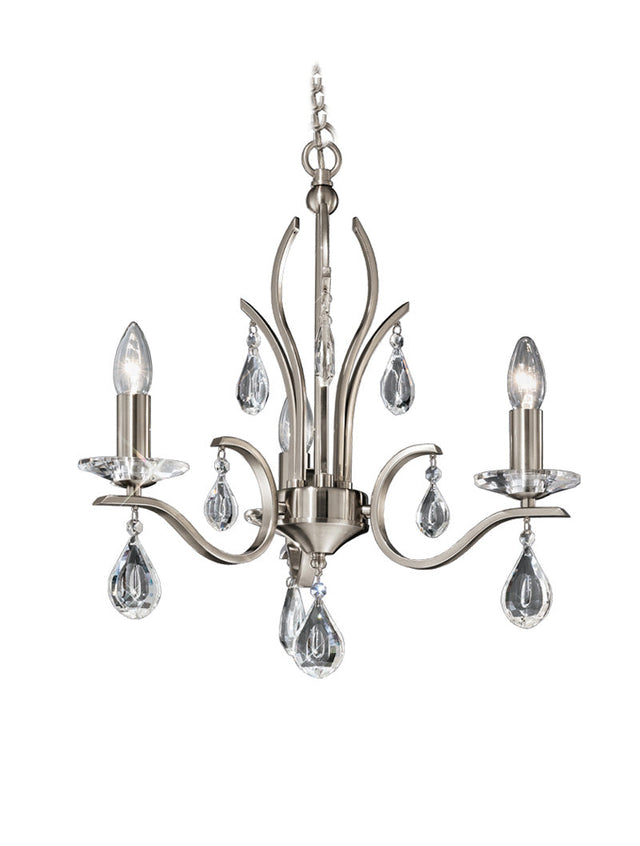 Brick Lane Gem 3 Light Chandelier Satin Nickel –  from Amos Lighting + Home