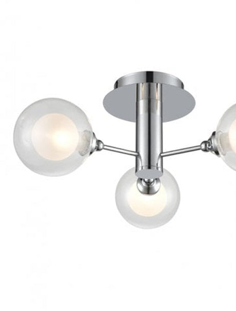 Brick Lane Globe 3lt Flush Ceiling Light Polished Chrome –  from Amos Lighting + Home