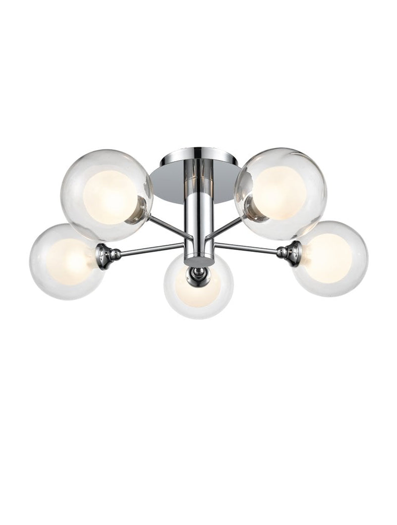 Brick Lane Globe 5lt Flush Ceiling Light Polished Chrome –  from Amos Lighting + Home