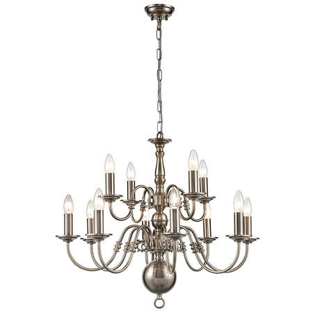 Brick Lane Goldsmith 12 Light Chandelier Pewter –  from Amos Lighting + Home