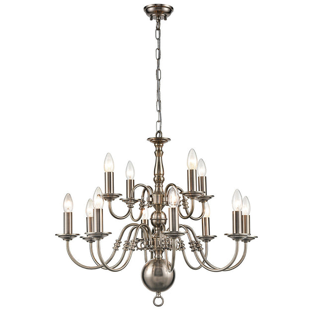 Brick Lane Goldsmith 12 Light Chandelier Pewter –  from Amos Lighting + Home